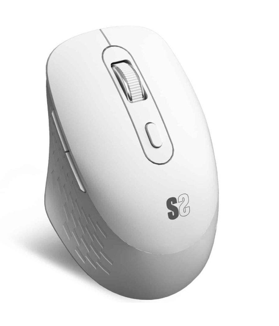 Ratón ergonómico inalámbrico por bluetooth/ 2.4ghz subblim curve ergo dual battery/ batería recargable/ hasta 1600 dpi/ blanco