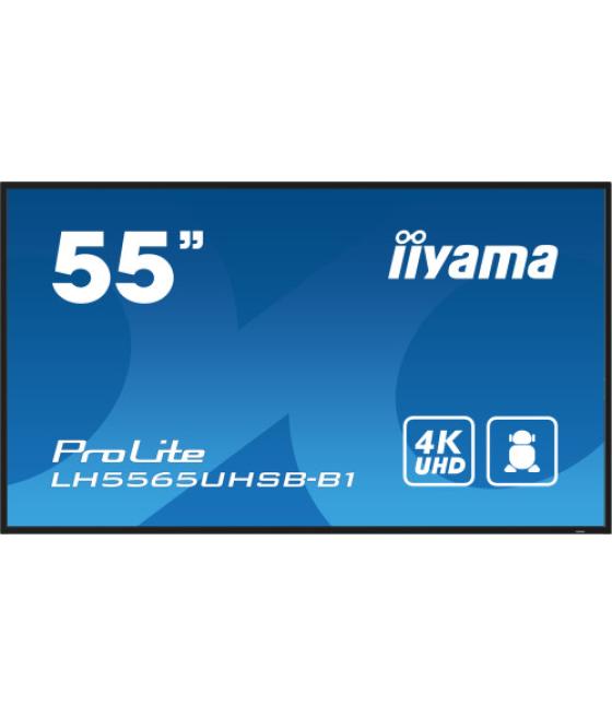 Iiyama lh5565uhsb-b1 pantalla de señalización diseño de quiosco 138,7 cm (54.6") led wifi 800 cd / m² 4k ultra hd negro procesad