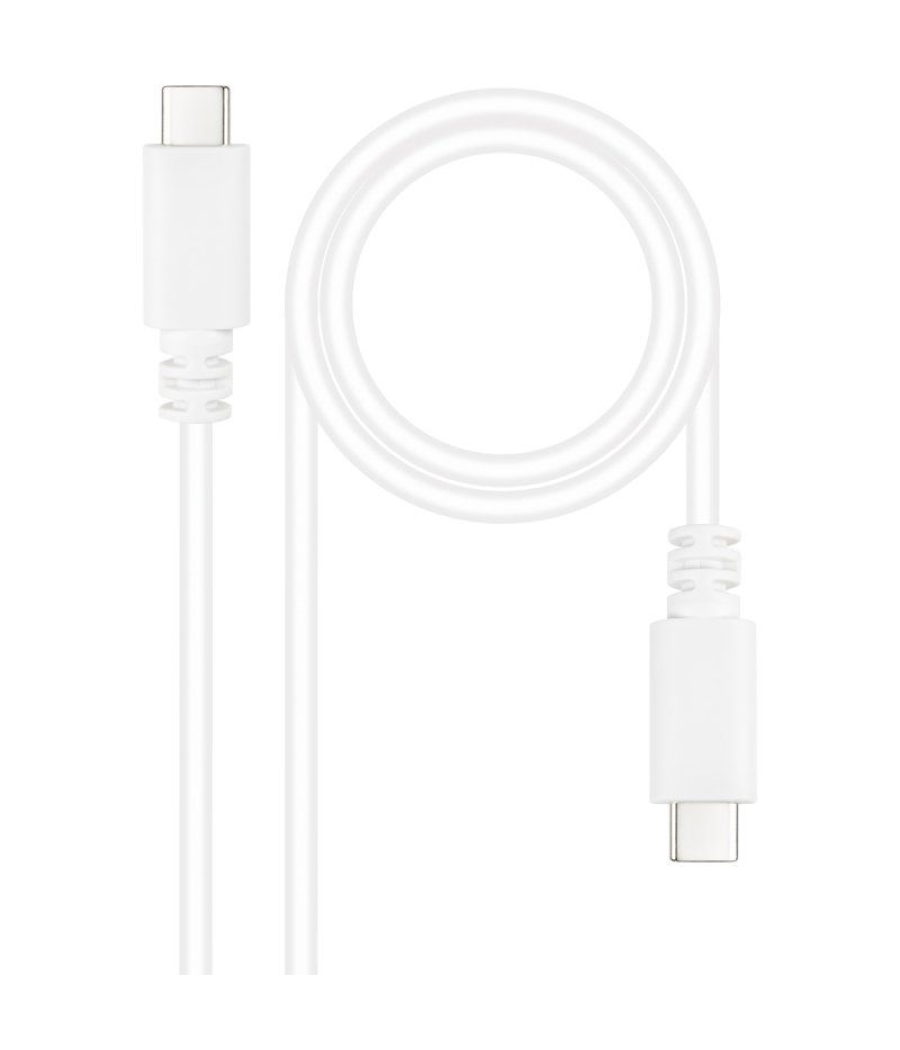 Cable usb 2.0 tipo-c nanocable 10.01.2301-w/ usb tipo-c macho - usb tipo-c macho/ 480mbps/ 1m/ blanco