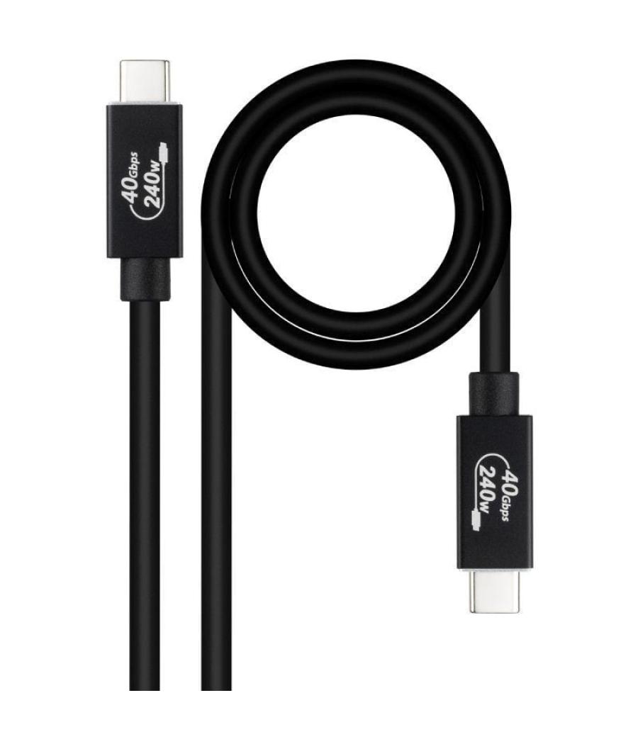 Cable usb 4.0 nanocable 10.01.5001/ usb tipo-c macho - usb tipo-c macho/ hasta 240w/ 40gbps/ 1m/ negro