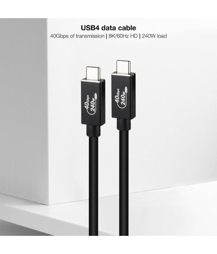 Cable usb 4.0 nanocable 10.01.5002/ usb tipo-c macho - usb tipo-c macho/ hasta 240w/ 40gbps/ 1.8m/ negro