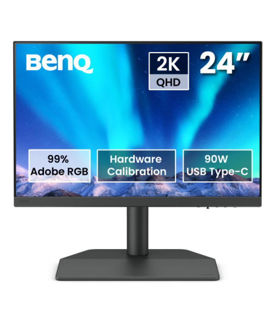 Monitor para fotografos benq sw242q 24.1” ips,2k, 2560 x 1600, 16:10, 99% adobe rgb, 98% p3, calibración, usb-c 90w, tüv, lut 3d