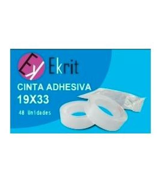 Ekrit cinta adhesiva transparente rollo 19mm x 33m en bolsita pack 48 unidades
