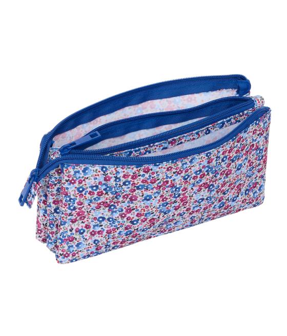 Bolso escolar portatodo safta triple nait nait floresistente coimbra azul 120x220x30 mm