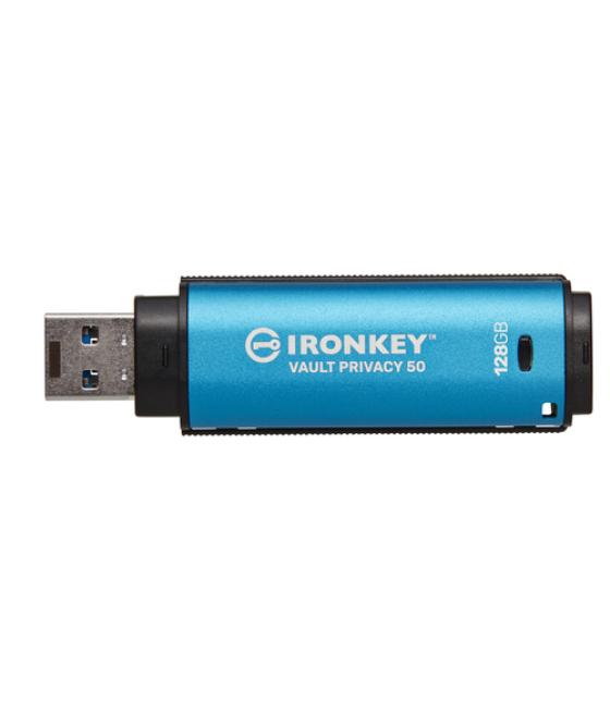 Kingston Technology IronKey Vault Privacy 50 unidad flash USB 128 GB USB tipo A 3.2 Gen 1 (3.1 Gen 1) Negro, Azul