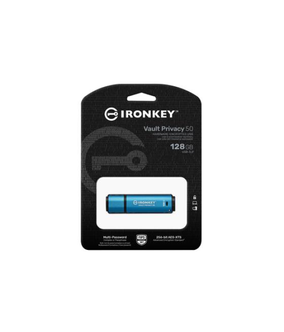 Kingston Technology IronKey Vault Privacy 50 unidad flash USB 128 GB USB tipo A 3.2 Gen 1 (3.1 Gen 1) Negro, Azul