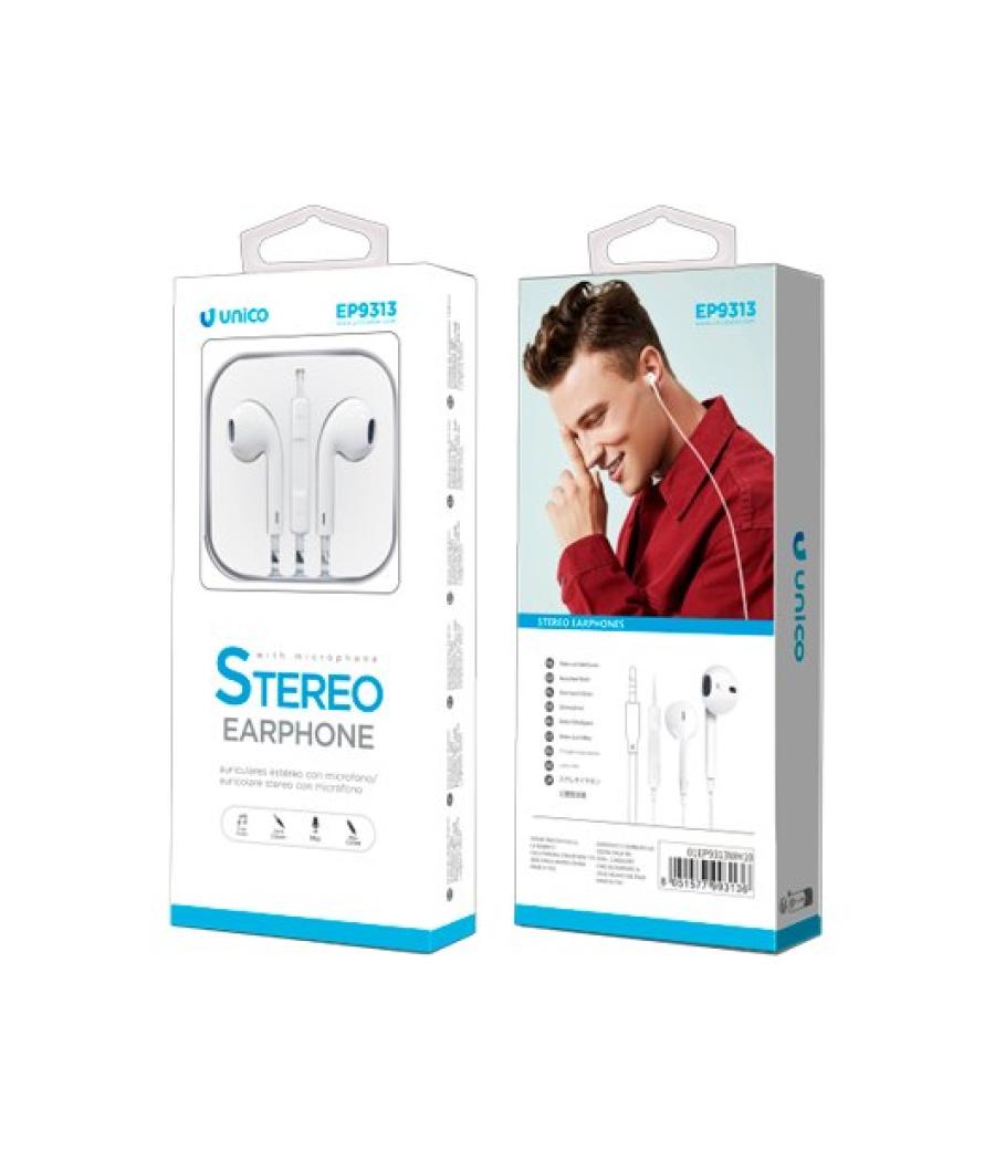 Auriculares unico jack 3.5 stereo 1.2m tpe
