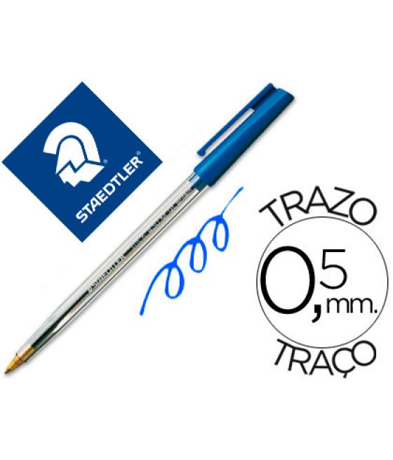 Bolígrafo staedtler stick azul con capuchón