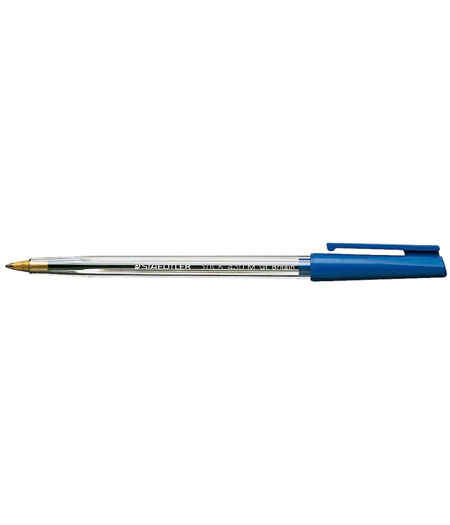 Bolígrafo staedtler stick azul con capuchón