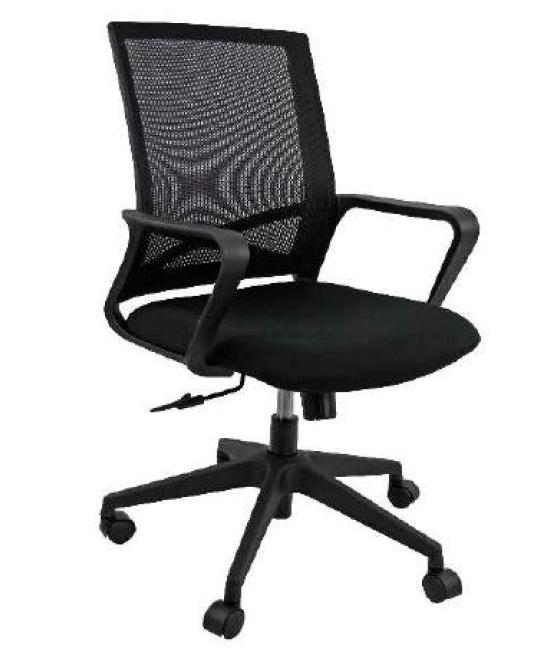 Unisit silla linea china giratoria basculante brazos/f respaldo malla negro y asiento acolchado negro