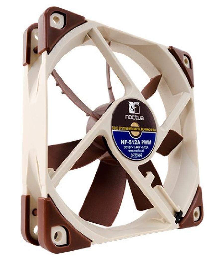 Noctua ventilador caja nf-s12a-pwm, 120mm fan, 120x120x25mm, 12v, 1200rpm/900rpm/300rpm, 17,8 db(a), 107,5 m3/h, 1,19 mm h2o, 4 