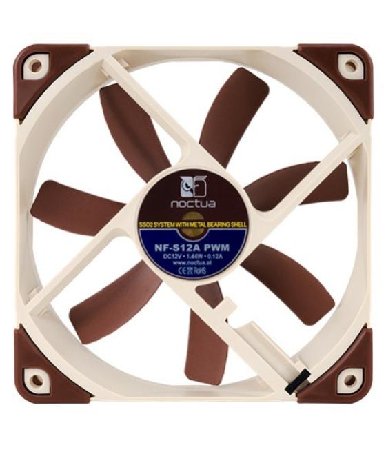 Noctua ventilador caja nf-s12a-pwm, 120mm fan, 120x120x25mm, 12v, 1200rpm/900rpm/300rpm, 17,8 db(a), 107,5 m3/h, 1,19 mm h2o, 4 