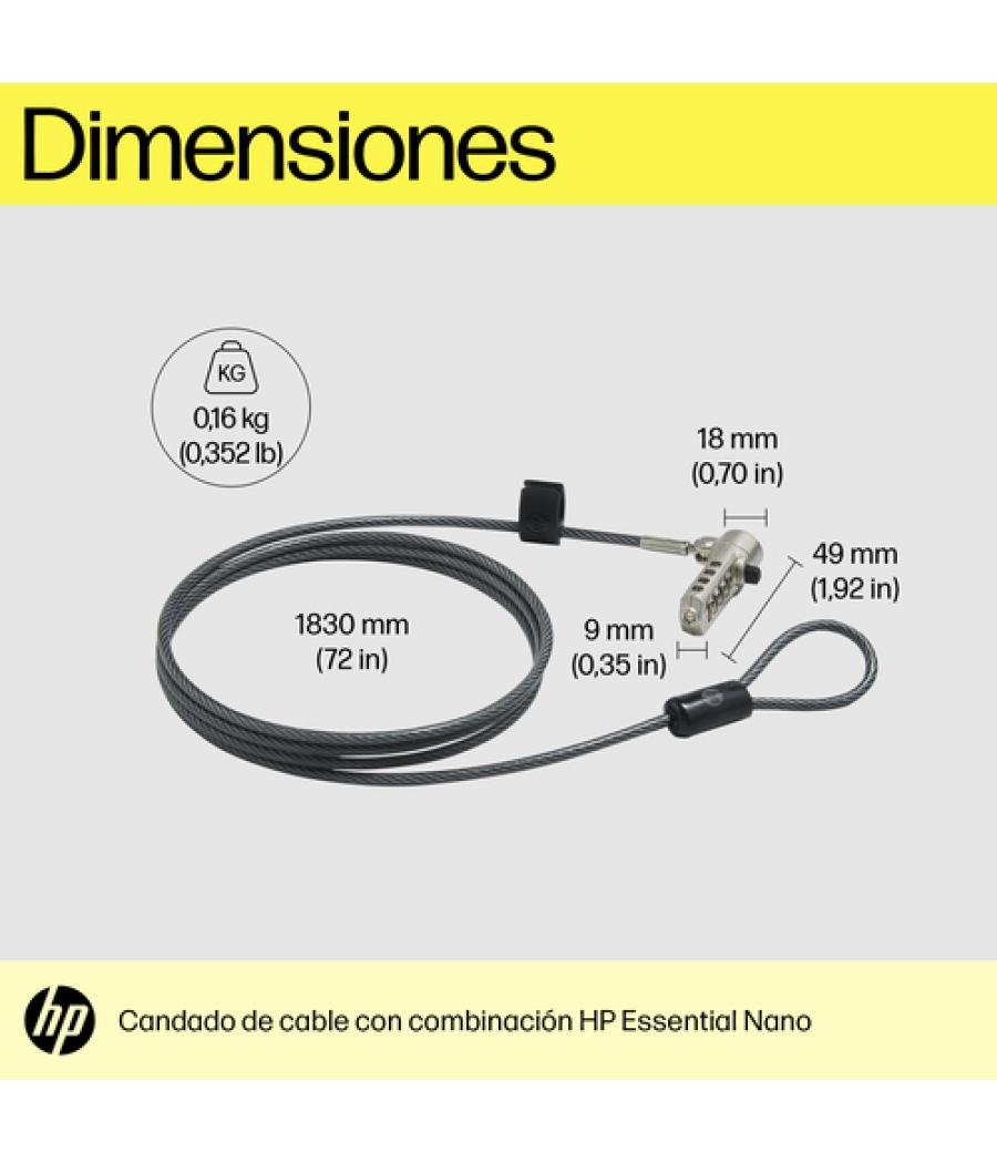 HP Bloqueo de cable esencial con combinación Nano