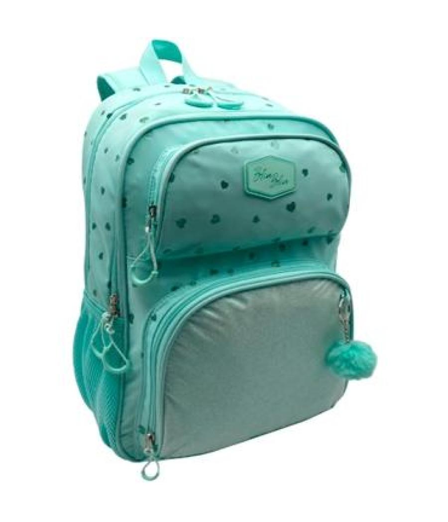 Toybags mochila primaria blin-blin corazones menta doble compartimento adaptable a carro