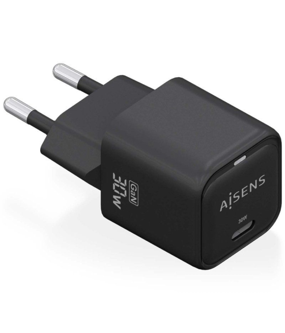 Cargador gan de pared aisens asch-30w1p019-bk/ 1xusb tipo-c/ 30w