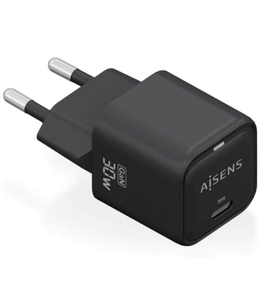 Cargador gan de pared aisens asch-30w1p019-bk/ 1xusb tipo-c/ 30w