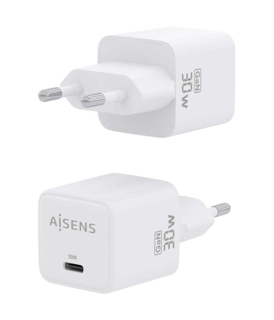 Cargador gan de pared aisens asch-30w1p035-w/ 1xusb tipo-c/ 30w