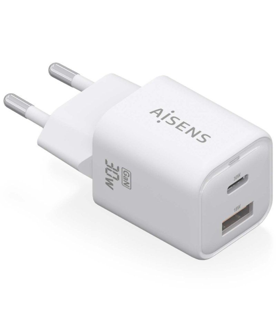 Cargador gan de pared aisens asch-30w2p020-w/ 1xusb tipo-c/ 1xusb/ 30w