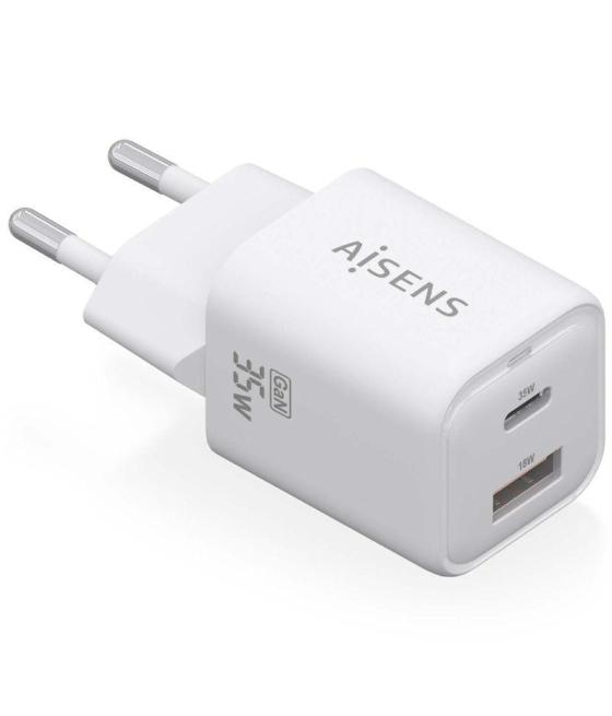 Cargador gan de pared aisens asch-35w2p024-w/ 1xusb tipo-c/ 1xusb/ 35w