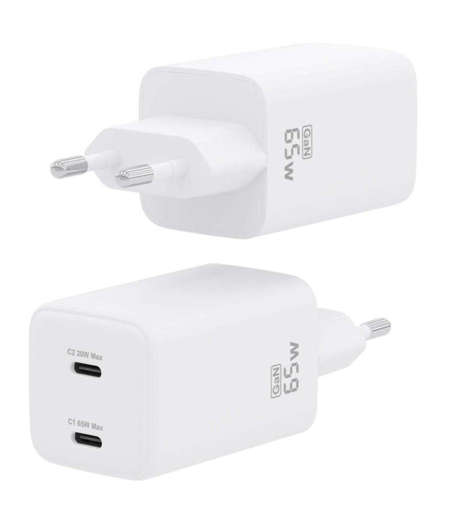 Cargador gan de pared aisens asch-65w2p039-w/ 2xusb tipo-c/ 65w