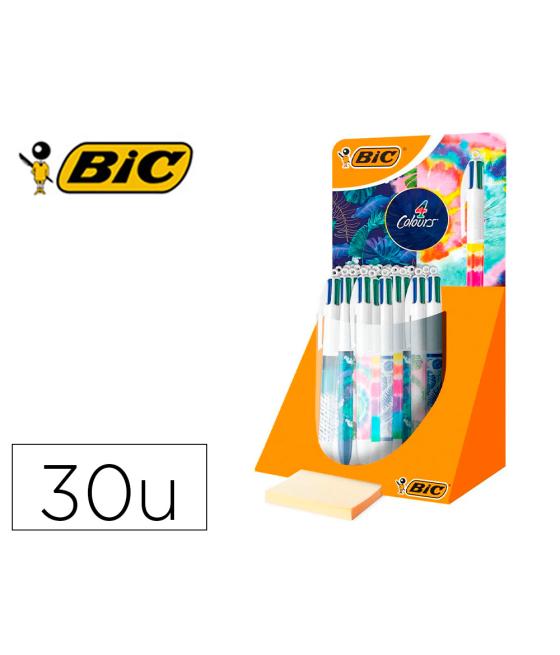 Bolígrafo bic cuatro colores decorados punta de 1 mm expositor de 30 unidades