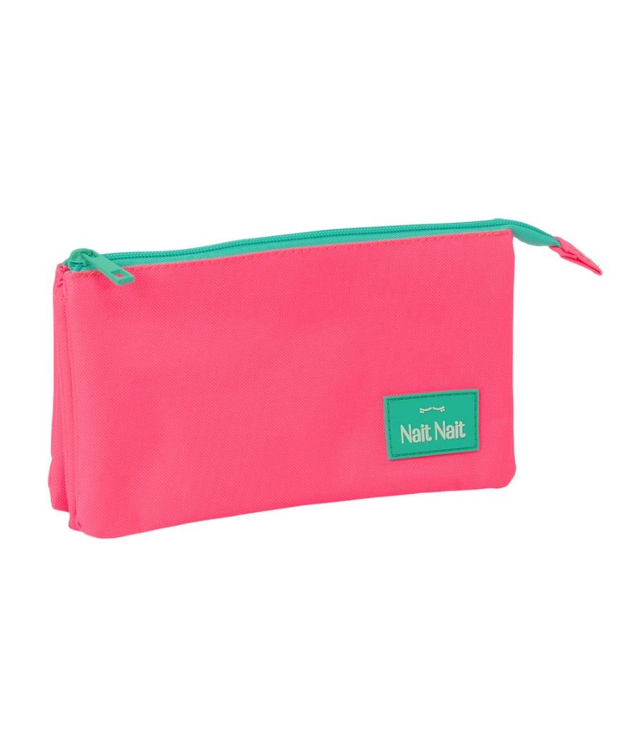 Bolso escolar portatodo safta triple nait nait rosa flúor 120x220x30 mm