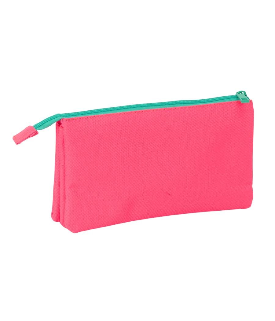 Bolso escolar portatodo safta triple nait nait rosa flúor 120x220x30 mm