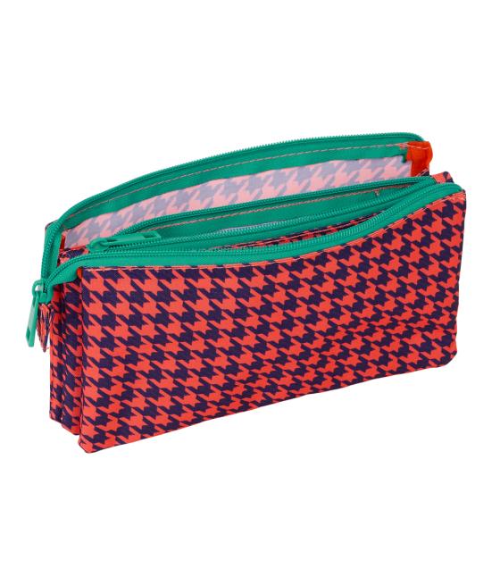 Bolso escolar portatodo safta triple nait nait pata de gallo coral 120x220x30 mm