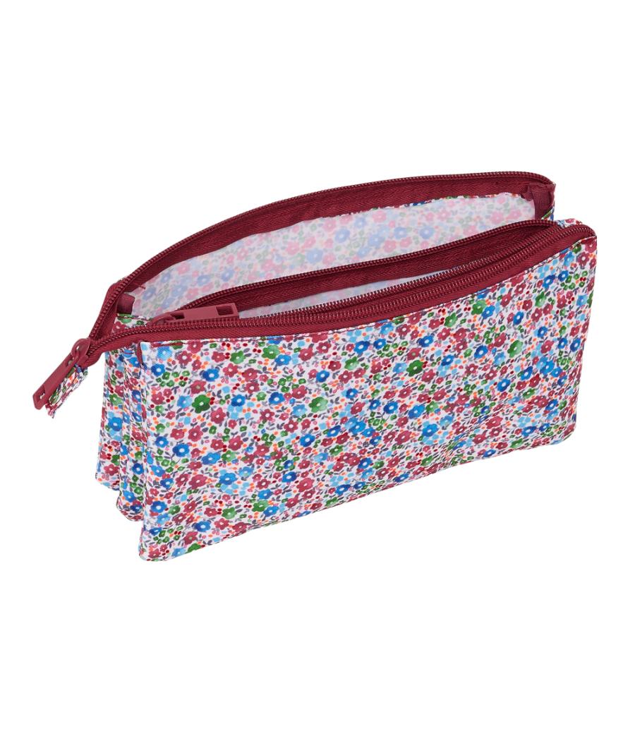 Bolso escolar portatodo safta triple nait nait floresistente coimbra burdeos 120x220x30 mm