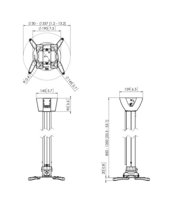 Vogels gama profesional soportes de proyector a techo y accesorios ppc 1585 projector ceiling mount length 85-135cm plata (ppc15