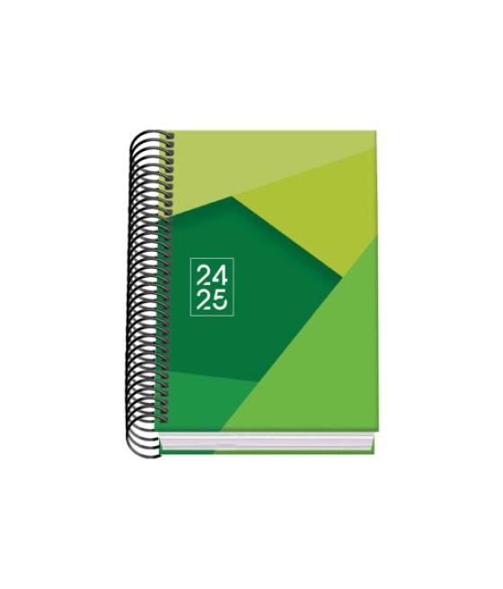 Agenda escolar 2024-2025 tamaño a6 tapa carton forrado día página tangram basic verde dohe 51750