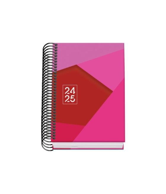 Agenda escolar 2024-2025 tamaño a6 tapa carton forrado día página tangram basic rosa dohe 51749