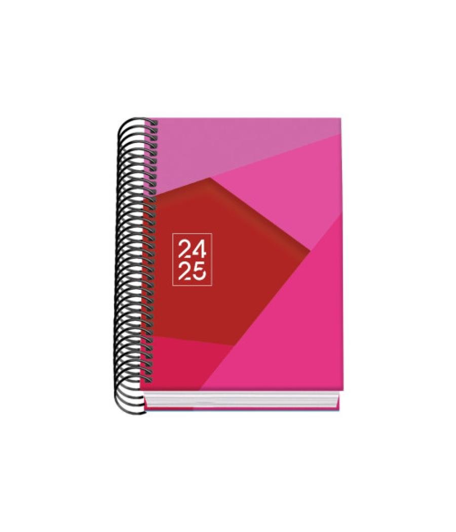 Agenda escolar 2024-2025 tamaño a6 tapa carton forrado día página tangram basic rosa dohe 51749