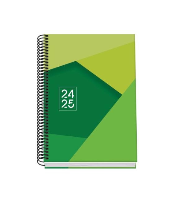 Agenda escolar 2024-2025 tamaño a5 tapa carton forrado día página tangram basic verde dohe 51742