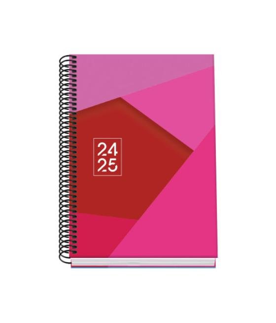 Agenda escolar 2024-2025 tamaño a5 tapa carton forrado día página tangram basic rosa dohe 51741