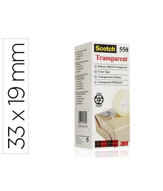 Cinta adhesiva scotch 550 transparente 33x19 mm pack de 8 unidades