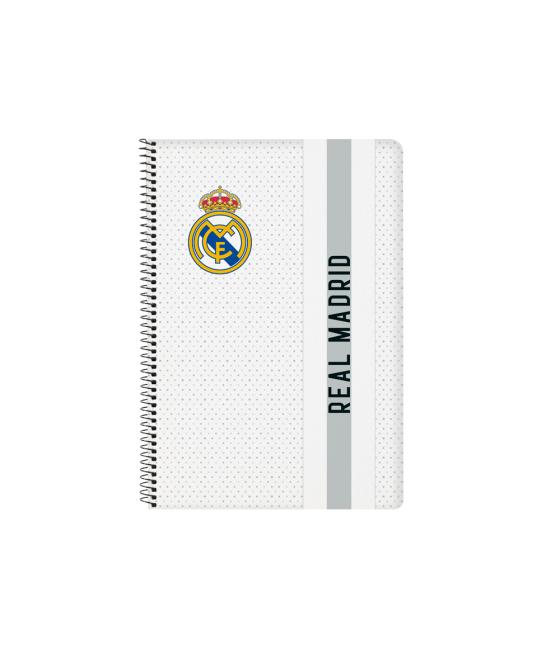 Cuaderno espiral safta folio 80 hojas 60 gr cuadro 4 mm tapa extradura real madrid 1 equipacion 24/25