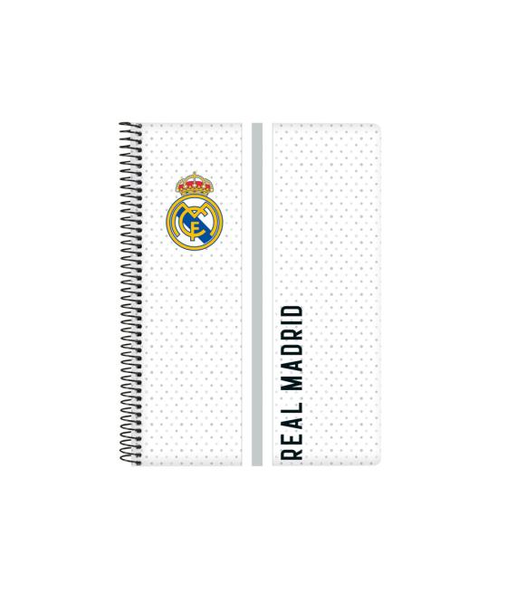 Cuaderno espiral safta cuarto 80 hojas 60 gr cuadro 4 mm tapa extradura real madrid 1 equipacion 24/25