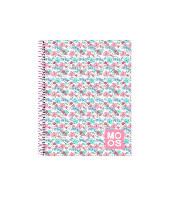 Cuaderno espiral safta microperforado din a4 tapa forrada 120 hojas cuadro 5 mm 60 gr moos floresistente