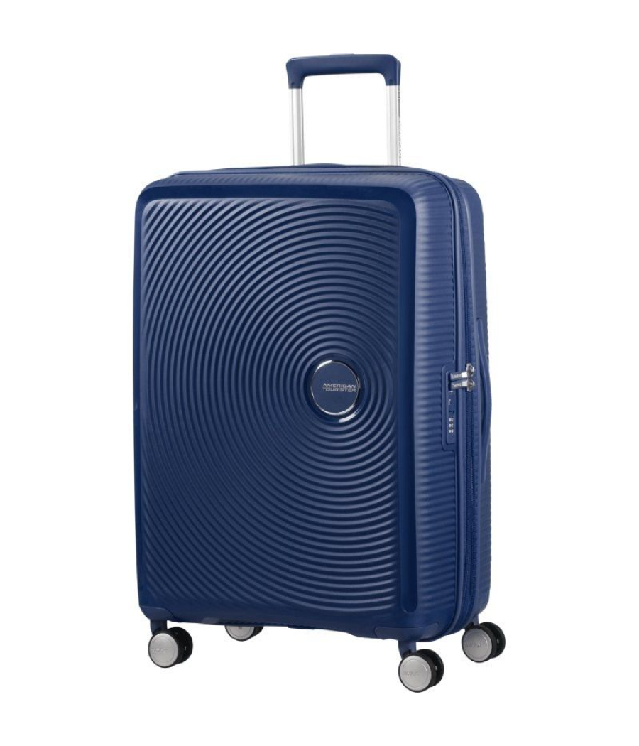 Maleta mediana american tourister soundbox spinner 67cm/ 67x46.5x29cm/ 4 ruedas/ azul marino