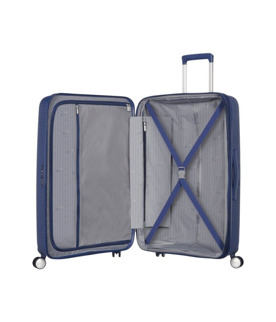 Maleta mediana american tourister soundbox spinner 67cm/ 67x46.5x29cm/ 4 ruedas/ azul marino