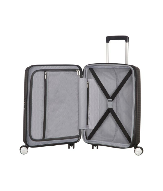 Maleta de cabina american tourister soundbox spinner 55cm/ 55x40x20cm/ 4 ruedas/ negro bass