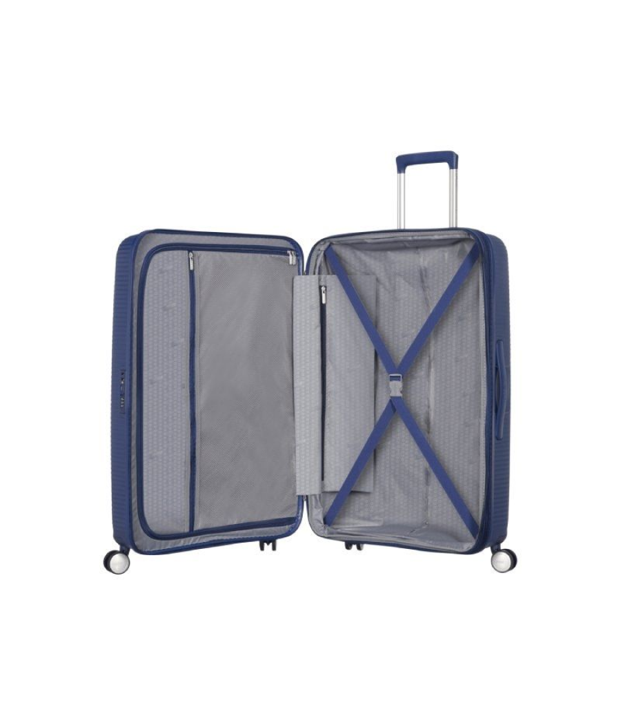 Maleta grande american tourister soundbox spinner 77cm/ 77x51.5x29.5cm/ 4 ruedas/ azul marino