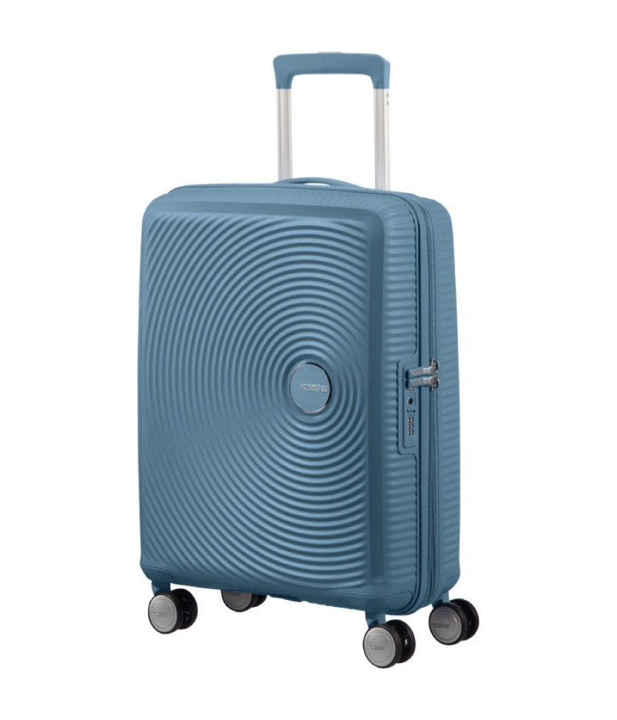 Maleta de cabina american tourister soundbox spinner 55cm/ 55x40x20cm/ 4 ruedas/ azul piedra