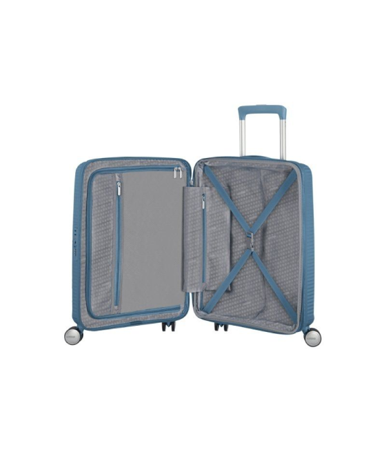 Maleta de cabina american tourister soundbox spinner 55cm/ 55x40x20cm/ 4 ruedas/ azul piedra