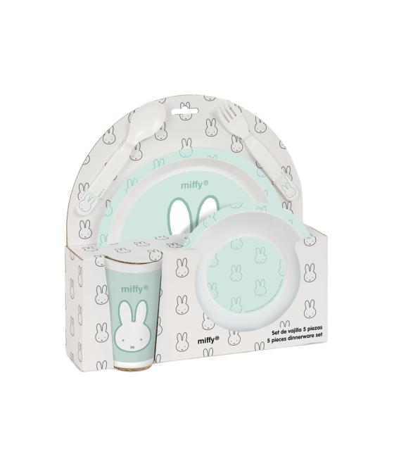 Set de platos cubiertos y vaso safta miffy menta 260x260x90 mm