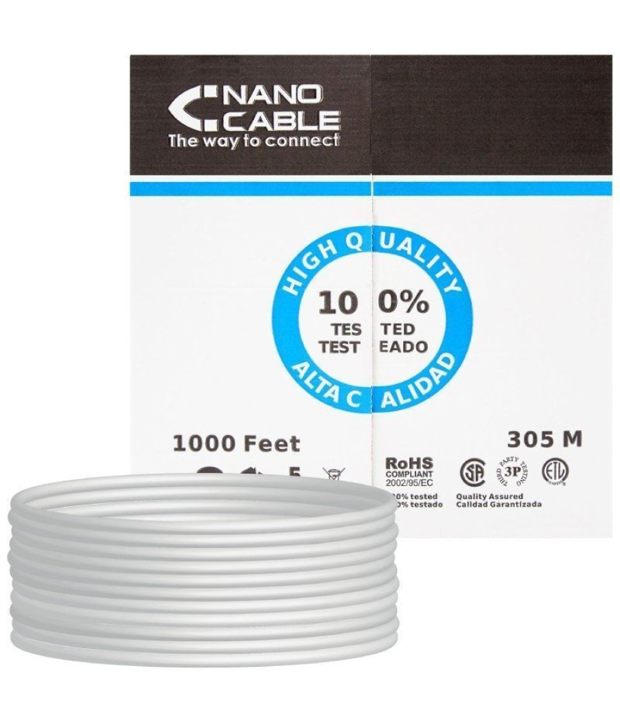 Bobina de cable rj45 utp nanocable 10.20.0304-flex cat.5e/ 305m/ gris