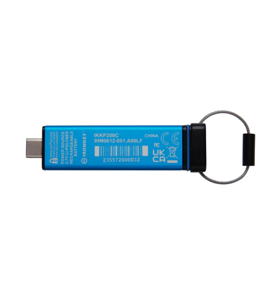 Kingston Technology IronKey Keypad 200 unidad flash USB 8 GB USB Tipo C 3.2 Gen 1 (3.1 Gen 1) Azul