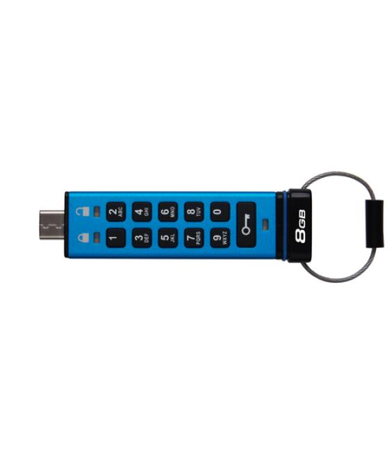 Kingston Technology IronKey Keypad 200 unidad flash USB 8 GB USB Tipo C 3.2 Gen 1 (3.1 Gen 1) Azul