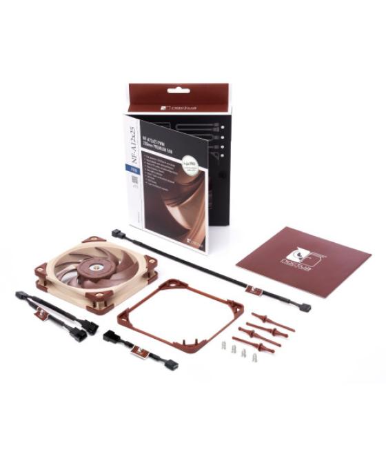 Noctua ventilador caja nf-a12x25-pwm, 120mm fan, 120x120x25mm, 12v, 2000rpm/1700rpm/450rpm, 22,6 db(a), 102,1 m3/h, 2,34 mm h2o,